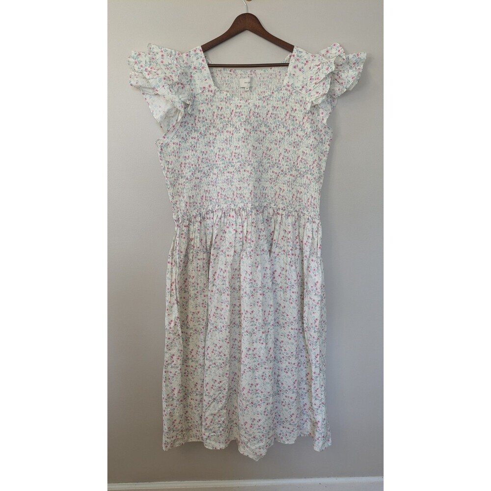 Ivy City Hattie Floral Smocked Dress 2X Cottage Poplin Cotton Romantic Midi NWT